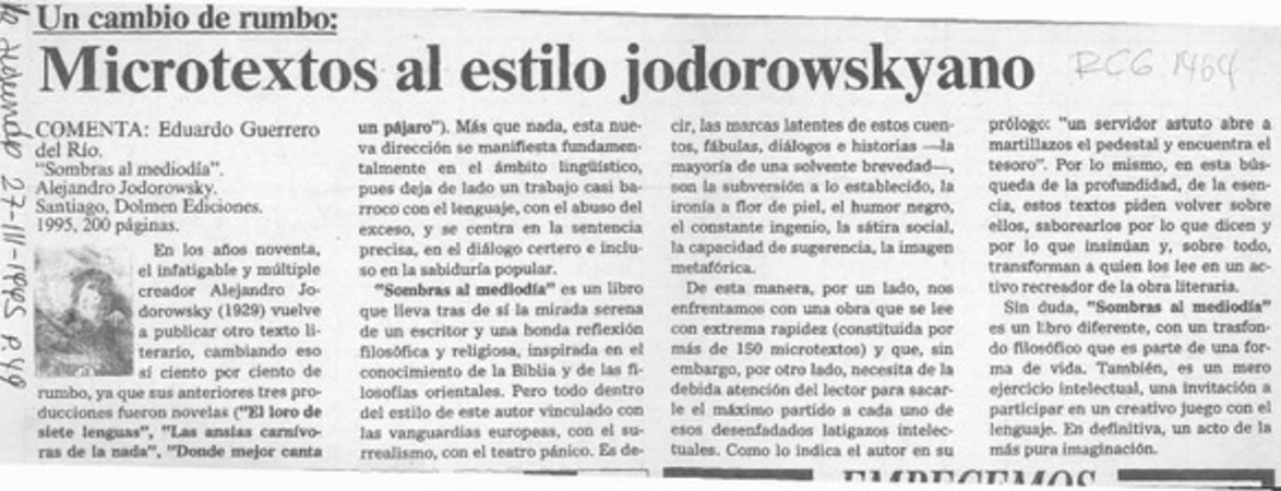 Microtextos al estilo jodorowskyano