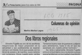 Dos libros regionales  [artículo] Marino Muñoz Lagos.