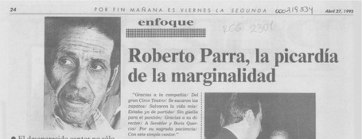 Roberto Parra, la picardía de la marginalidad