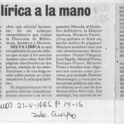 Selva lírica a la mano  [artículo] Hugo Montes Brunet.