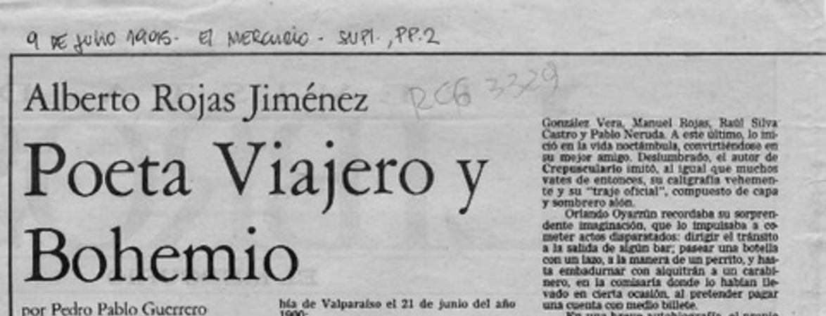 Poeta viajero y bohemio  [artículo] Pedro Pablo Guerrero.