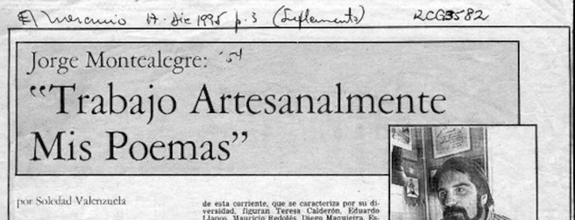 "Trabajo artesanalmente mis poemas"  [artículo] Soledad Valenzuela.