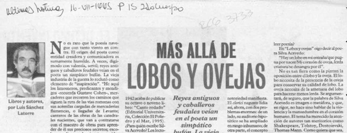 Más allá de lobos y ovejas  [artículo] Luis Sánchez Latorre.