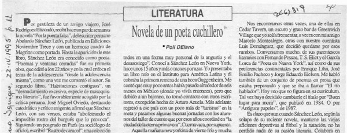 Novela de un poeta cuchillero