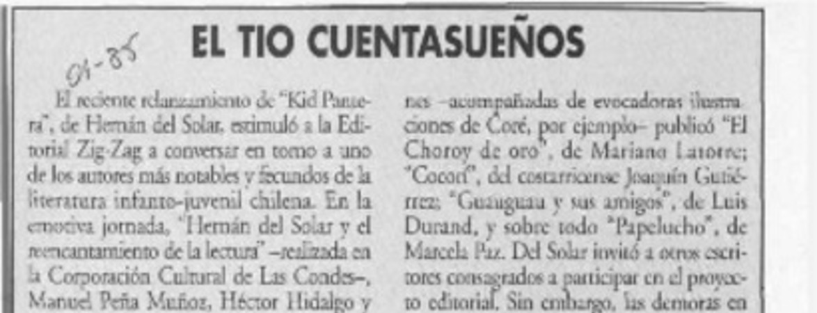 El tío cuentasueños  [artículo] Mario Rodríguez.