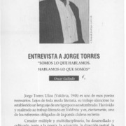 Entrevista a Jorge Torres  [artículo] Oscar Galindo.