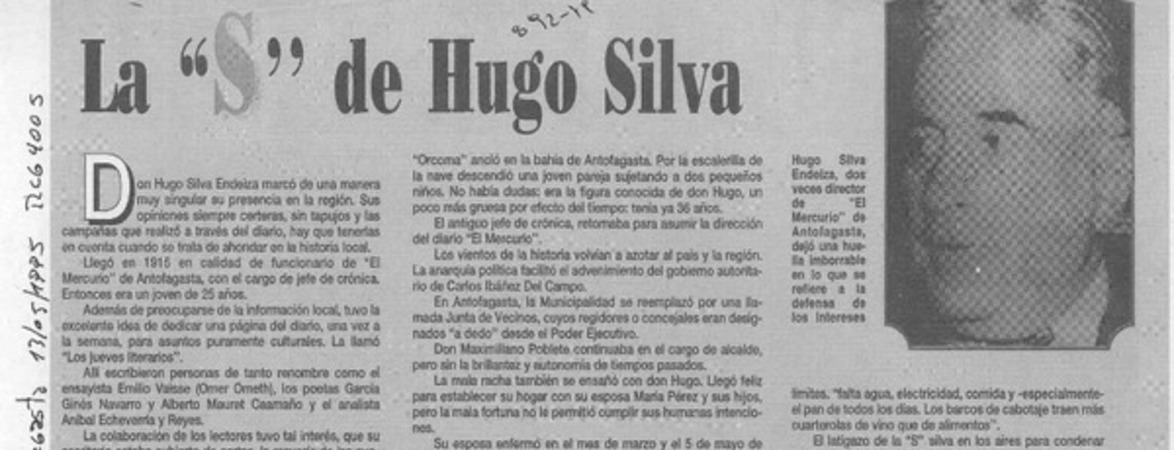 La "S" de Hugo Silva  [artículo] Floreal Recabarren Rojas.