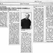 Apariciones del poeta Hugo Zambelli  [artículo] Jaime Miguel Gómez Rogers.