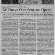 "Mi nueva obra será una ópera"  [artículo] Claudia Guzmán V.