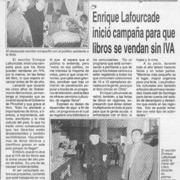Enrique Lafourcade inició campaña para que los libros se vendan sin IVA  [artículo].