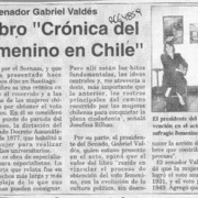 Lanzaron libro "Crónica del sufragio femenino en Chile"  [artículo].
