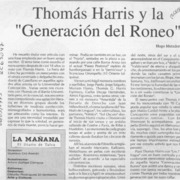 Tomás Harris y la "Generación del roneo"  [artículo] Hugo Metzdorff N.