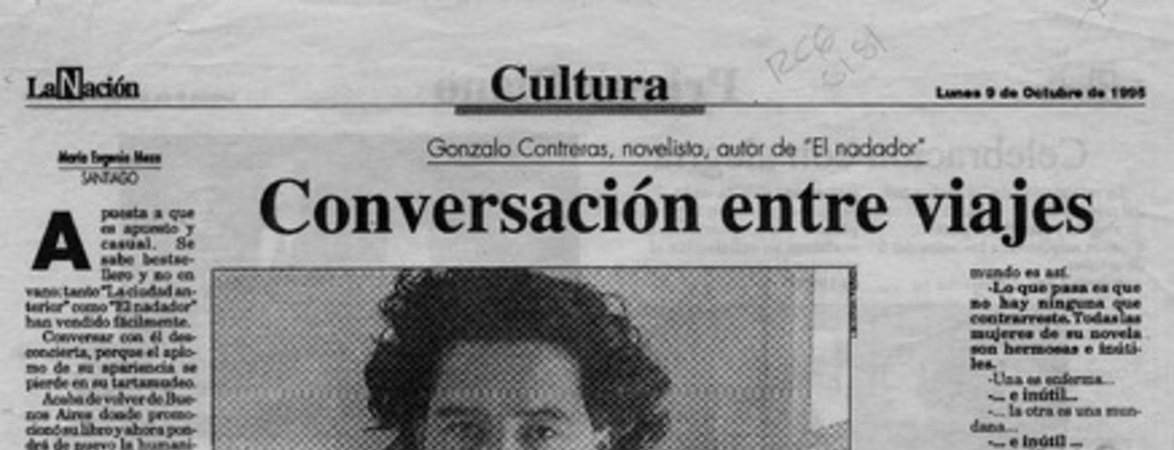Conversación entre viajes  [artículo] María Eugenia Meza.