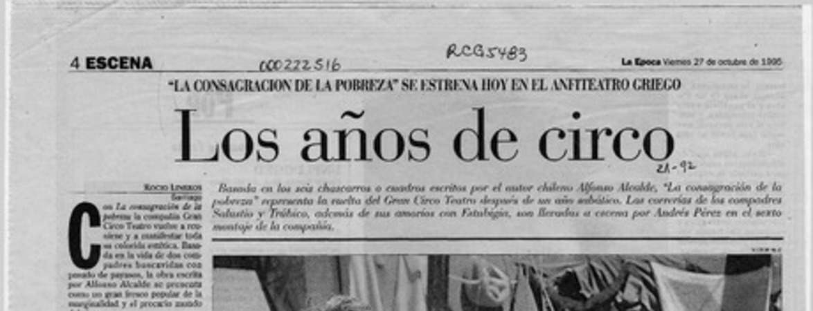 Los años de circo  [artículo] Rocío Lineros.