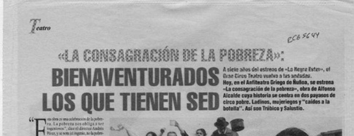 Bienaventurados los que tiene sed  [artículo] Claudia Guzmán Vivanco.