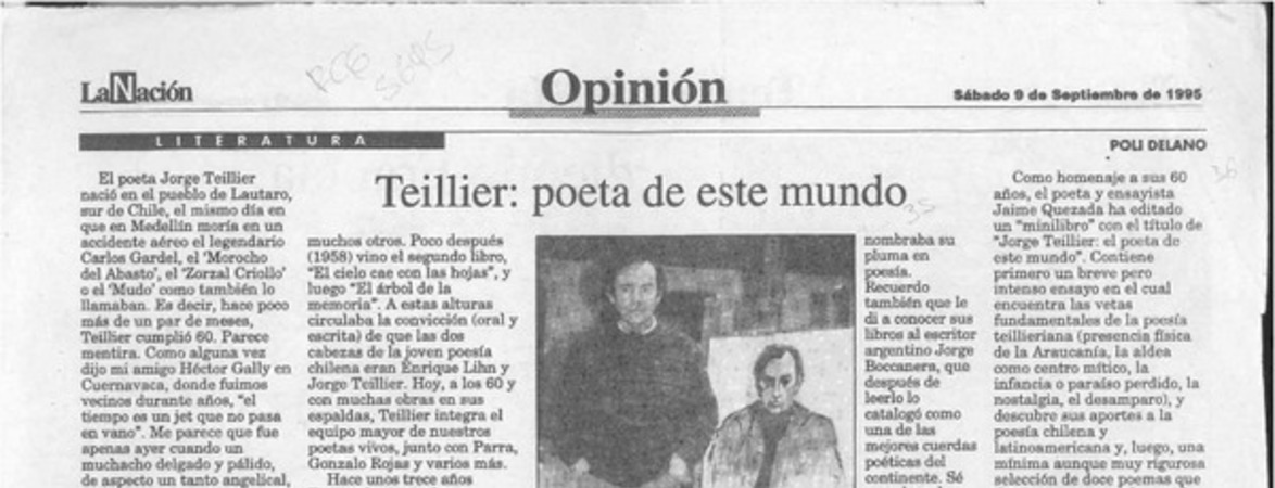 Teillier, poeta de este mundo  [artículo] Poli Délano.