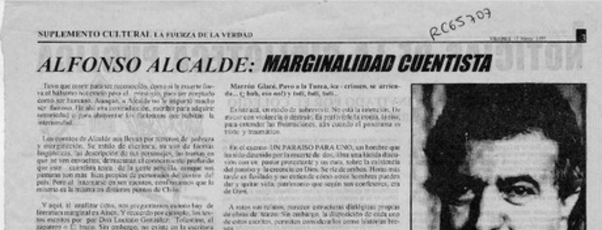 Alfonso Alcalde, marginalidad cuentista  [artículo] José Mansilla Contreras.