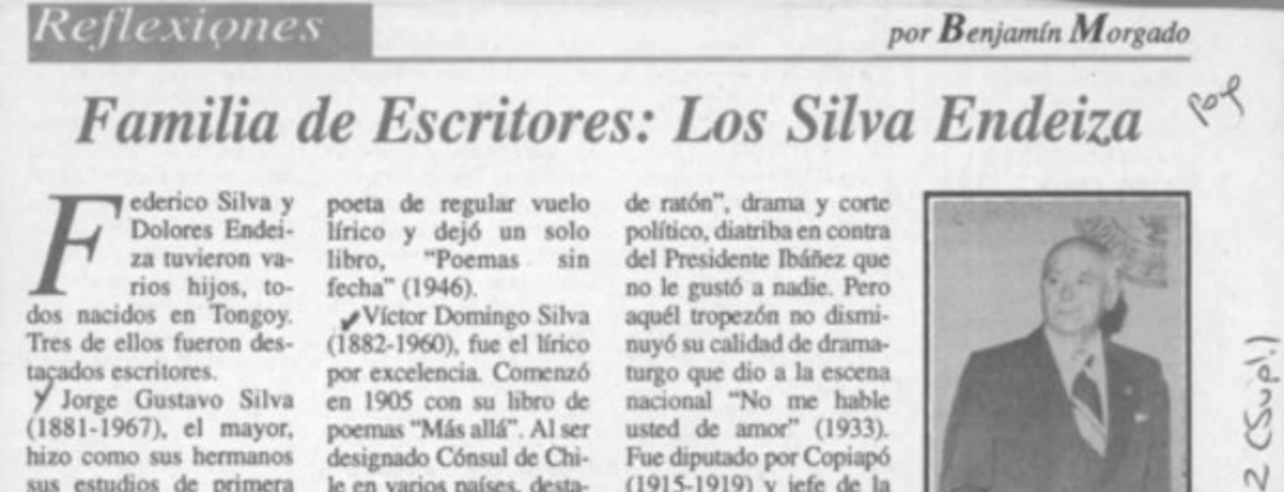 Familia de escritores, los Silva Endeiza  [artículo] Benjamín Morgado.