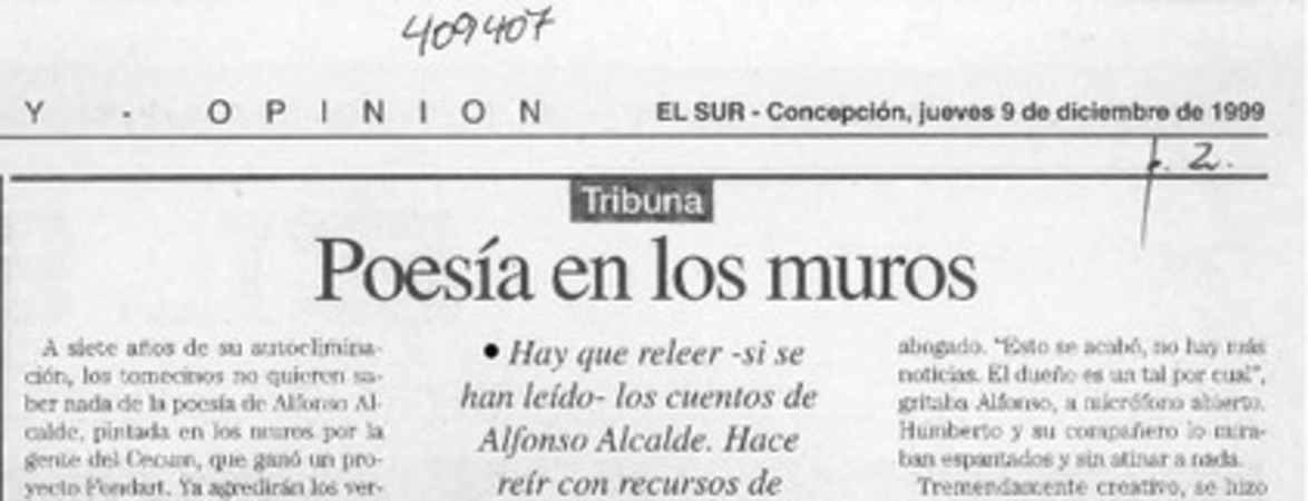 Poesía en los muros  [artículo] Sergio Ramón Fuentealba