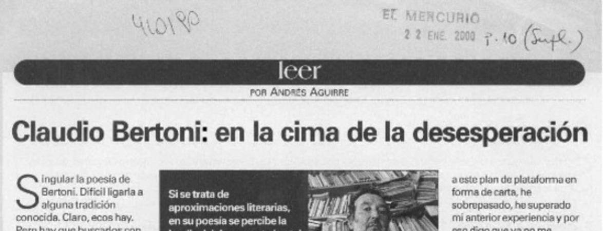 Claudio Bertoni, en la cima de la desesperación
