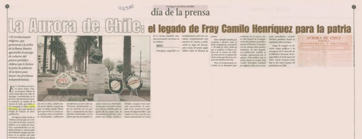 La Aurora de Chile, el legado de Fray Camilo Henríquez para la patria