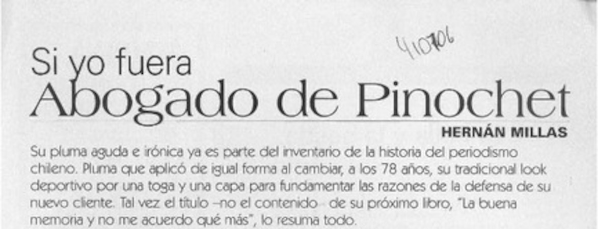 Si fuera abogado de Pinochet  [artículo] Pauline Kantor
