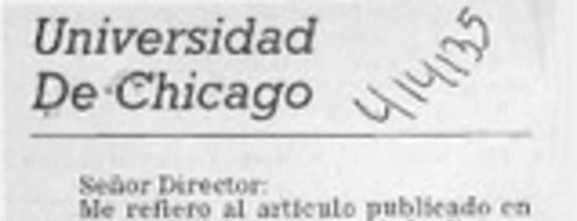 Universidad de Chicago  [artículo] Luis Escobar Cerda