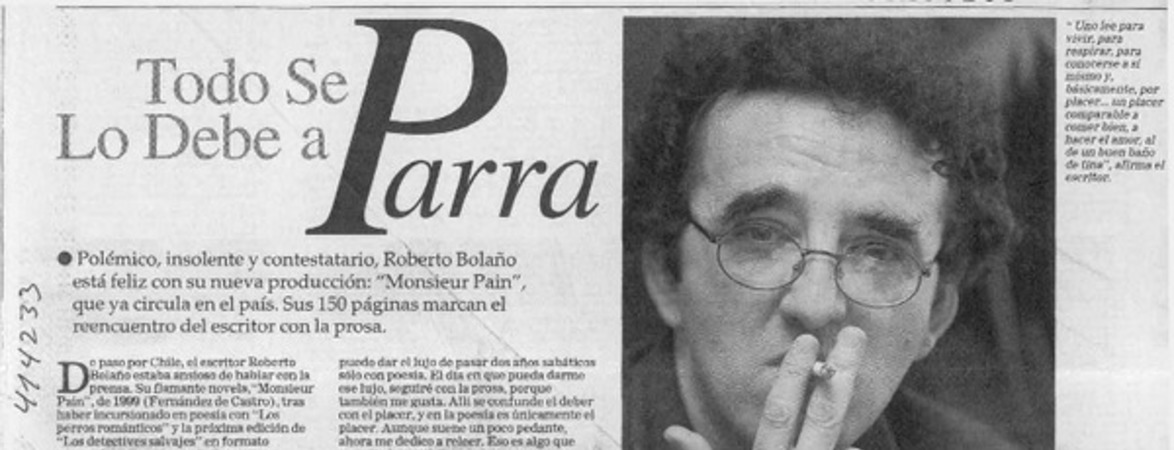 Todo se lo debe a Parra  [artículo]