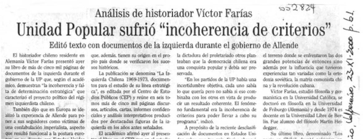 Unidad popular sufrió "incoherencia de criterios"  [artículo]