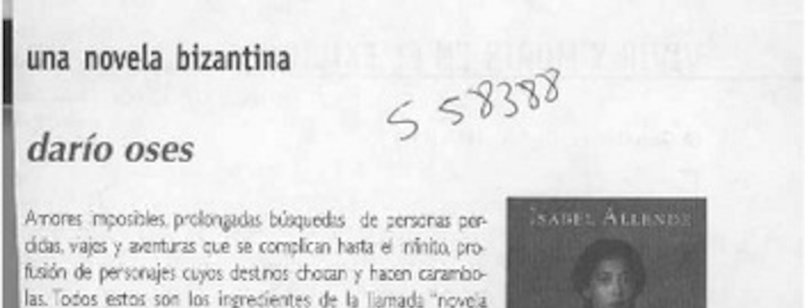 Una novela bizantina  [artículo] Darío Oses