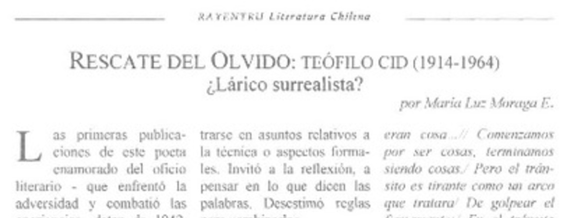 Rescate del olvido, Teófilo Cid (1914-1964)