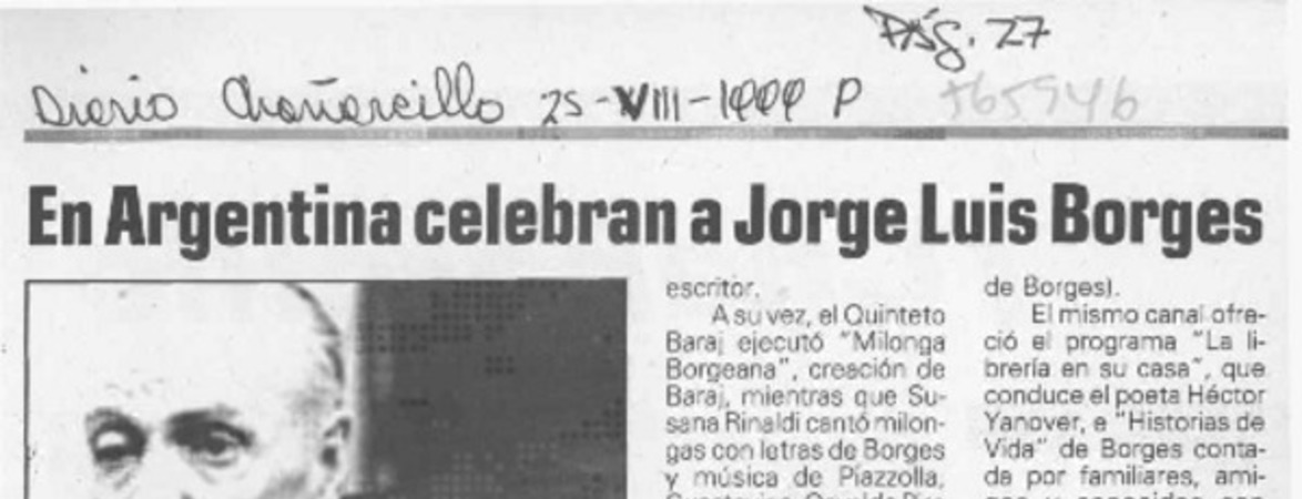 En Argentina celebran a Jorge Luis Borges