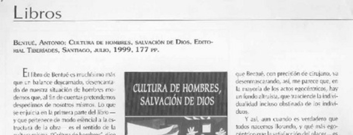Cultura de hombres, salvación de Dios