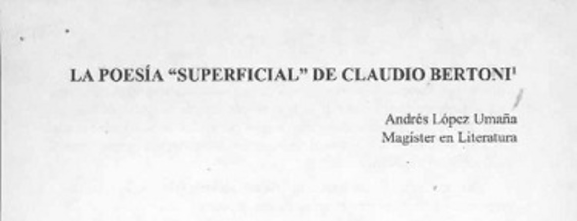 La poesía "Superficial" de Claudio Bertoni