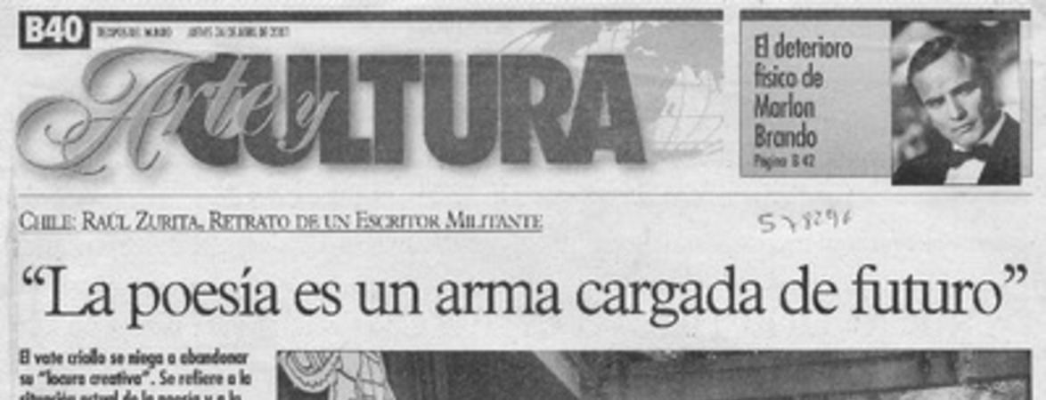 "La poesía es un arma cargada de futuro"  [artículo] Emilio Antilef
