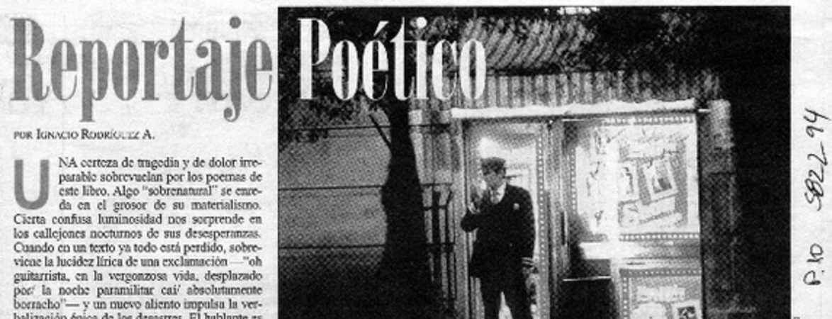 Reportaje poético  [artículo] Ignacio Rodríguez A.