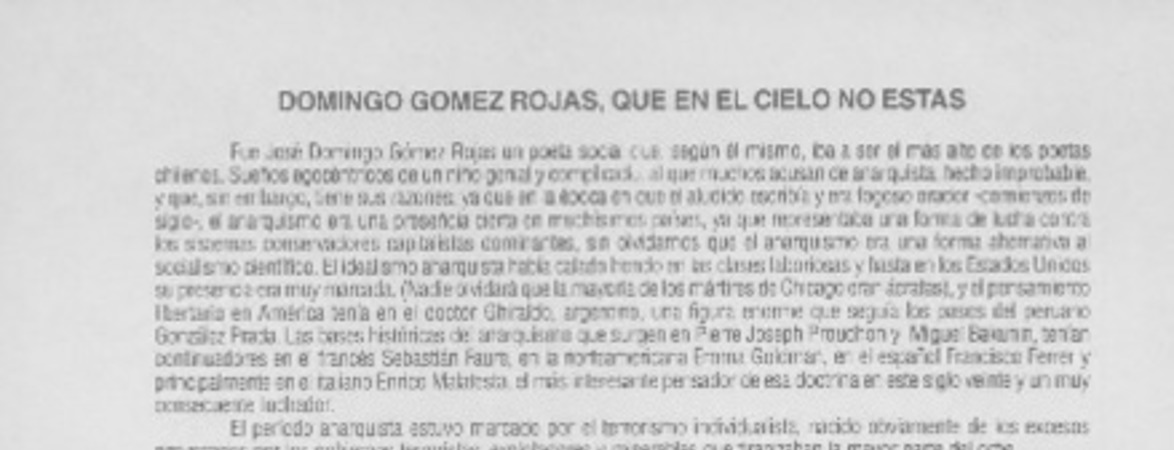 Domingo Gómez Rojas, que en el cielo no estás  [artículo] José G. Martínez Fernández