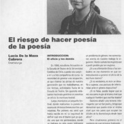 El riesgo de hacer poesía de la poesía  [artículo]