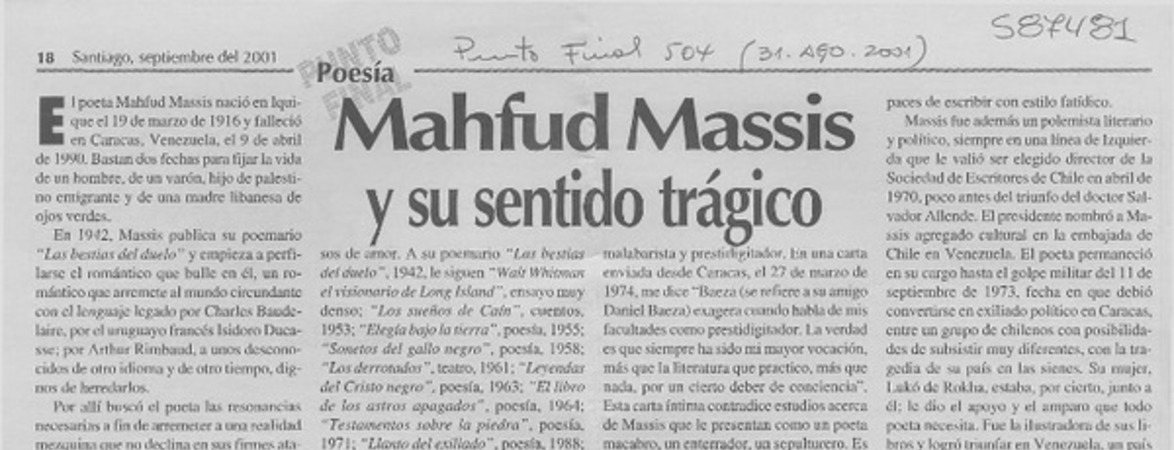 Mahfud Massis y su sentido trágico