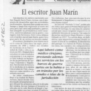 El escritor Juan Marín  [artículo] Marino Muñoz Lagos