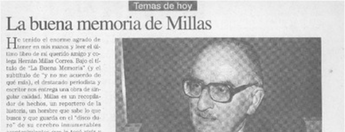 La buena memoria de Millas  [artículo] Emilio Filippi M.