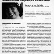 La Negra Ester, El desquite y Nemesio Pelao, teatralidad transculturada en la trilogía de melodramas dirigidos po Andrés Pérez  [artículo] María de la Luz Hurtado