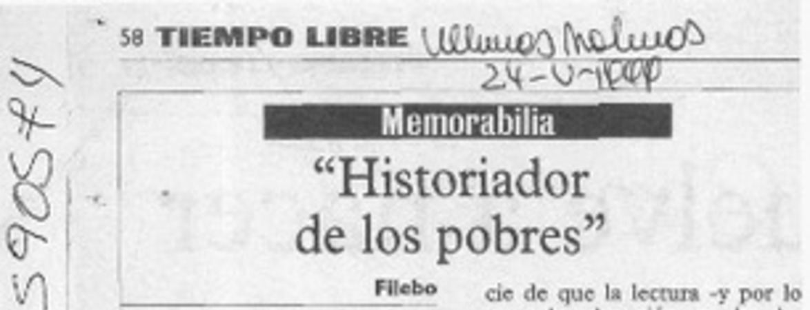 "Historiador de los pobres"  [artículo] Filebo