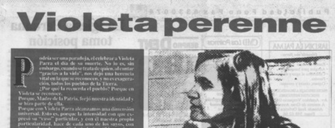 Violeta perenne  [artículo] Fernando Quilodrán