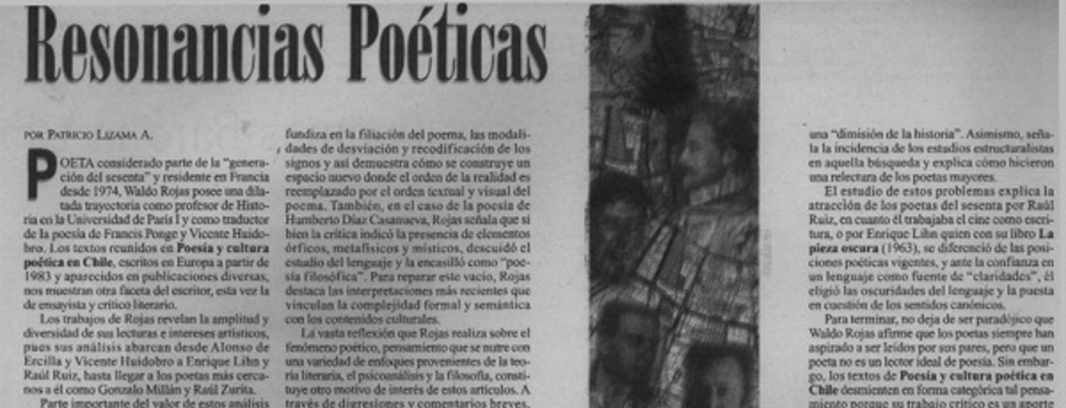 Resonancias poéticas  [artículo] Patricio Lizama A.