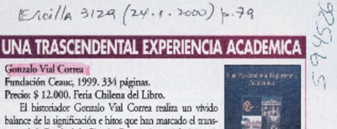 Una trascendental experiencia académica  [artículo] Ricardo Bravo