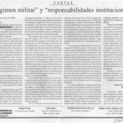 "Régimen militar" y "responsabilidades institucionales"