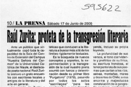 Raúl Zurita, profeta de la transgresión literaria  [artículo]