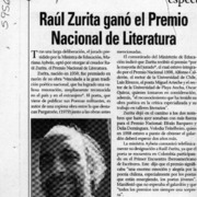 Raúl Zurita ganó el Premio Nacional de Literatura  [artículo]