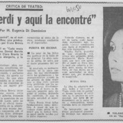 Aquí la perdí y aquí la encontré"  [artículo] M. Eugenia Di Doménico.